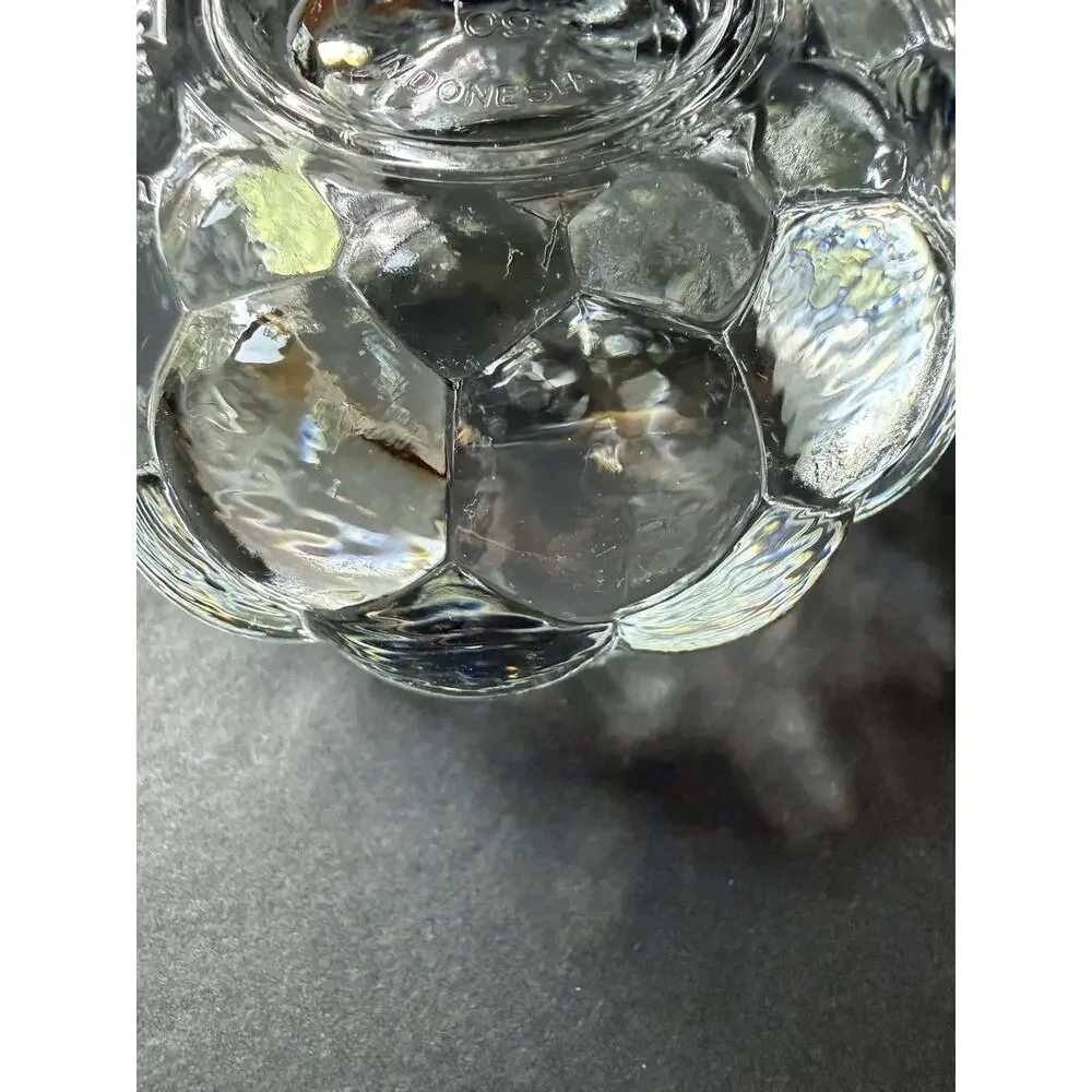 Vintage Raspberry Tea Light Votive Holder Clear Set (2) Modernist Contemporary